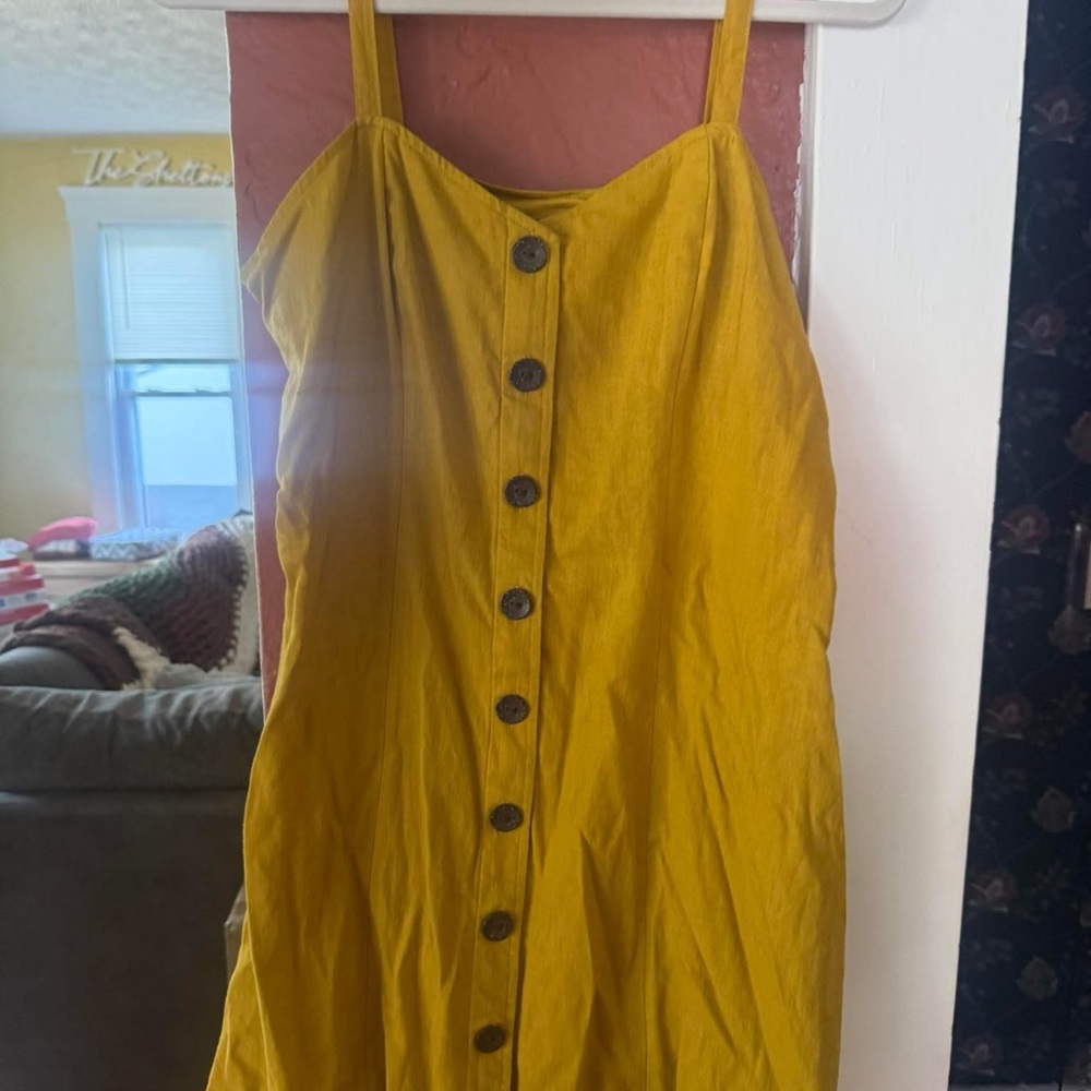 Express Mustard Button-Down Mini Dress
